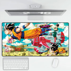 Dragon Ball Anime Desk Mat Goku Capsule Corp Red Plane Design