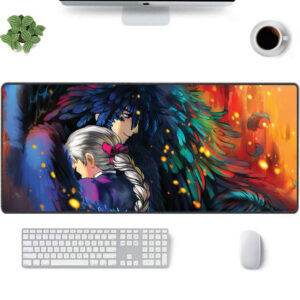 Howl and Sophie Anime Desk Mat Colorful Feather Design