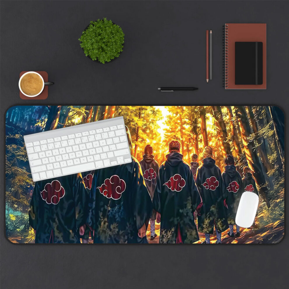 Naruto Anime Desk Mat Akatsuki Cloak Sunset Forest Design
