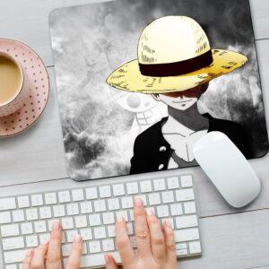 One Piece Luffy Anime Desk Mat Black White Straw Hat Design