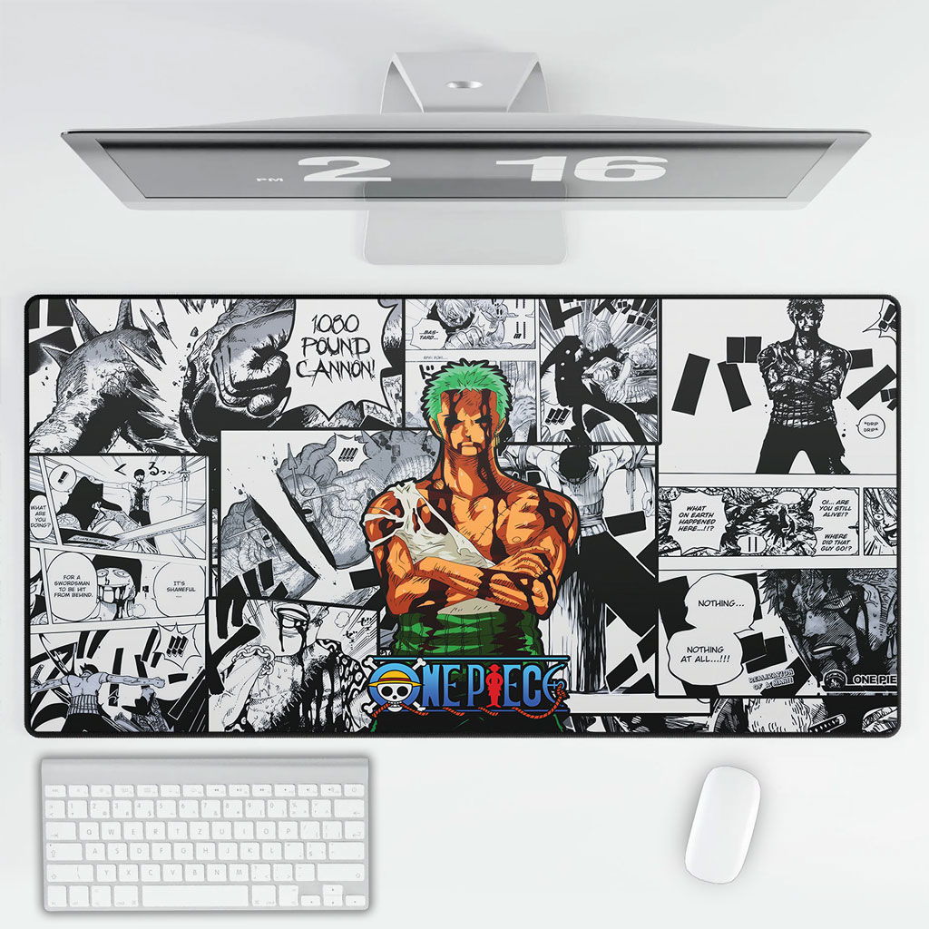 One Piece Zoro Anime Desk Mat Black White Manga Design 6 One Piece Zoro Anime Desk Mat Black White Manga Design