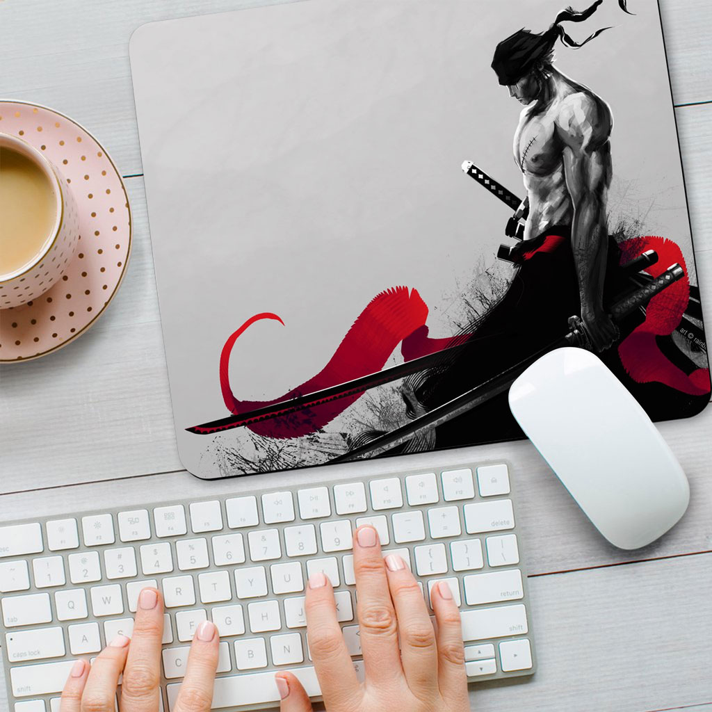 One Piece Zoro Anime Desk Mat Grey Red Samurai Design 8 One Piece Zoro Anime Desk Mat Grey Red Samurai Design