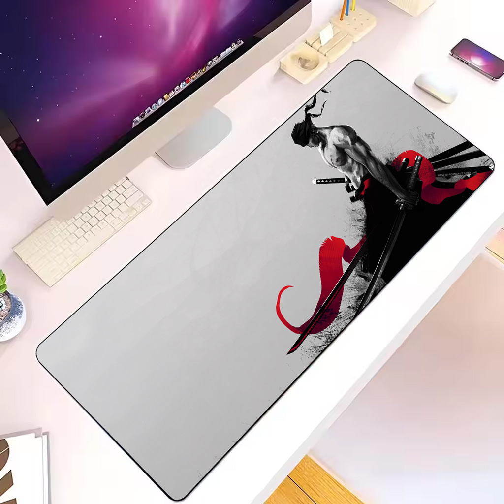 One Piece Zoro Anime Desk Mat Grey Red Samurai Design 6 One Piece Zoro Anime Desk Mat Grey Red Samurai Design