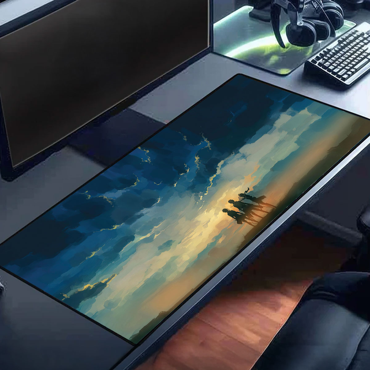 Anime Sunset Desk Mat Trio Silhouette Horizon Design 6 Anime Sunset Desk Mat Trio Silhouette Horizon Design