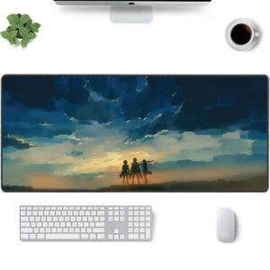 Anime Sunset Desk Mat  Trio Silhouette Horizon Design
