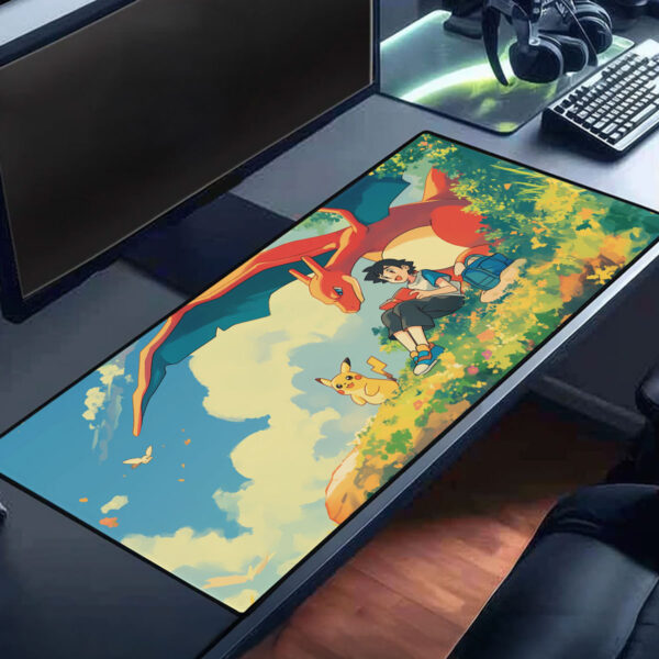 Ash Pikachu Charizard Desk Mat Gaming Mouse Pad