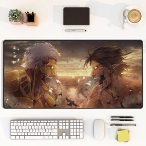 Attack on Titan Eren vs Armored Titan Desk Mat – Neko Mouse Pads