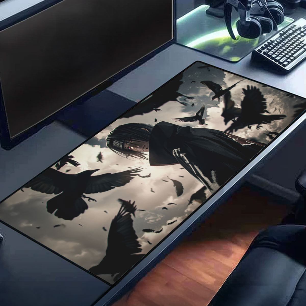 Naruto Itachi Uchiha Desk Mat Akatsuki Crow Dark Design 4 Naruto Itachi Uchiha Desk Mat Akatsuki Crow Dark Design - Image 4
