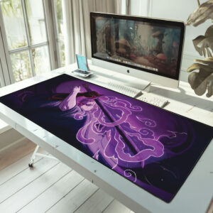 One Piece Zoro Mouse Pad Desk Mat Purple Flame Design