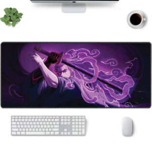 One Piece Zoro Mouse Pad Desk Mat Purple Flame Design