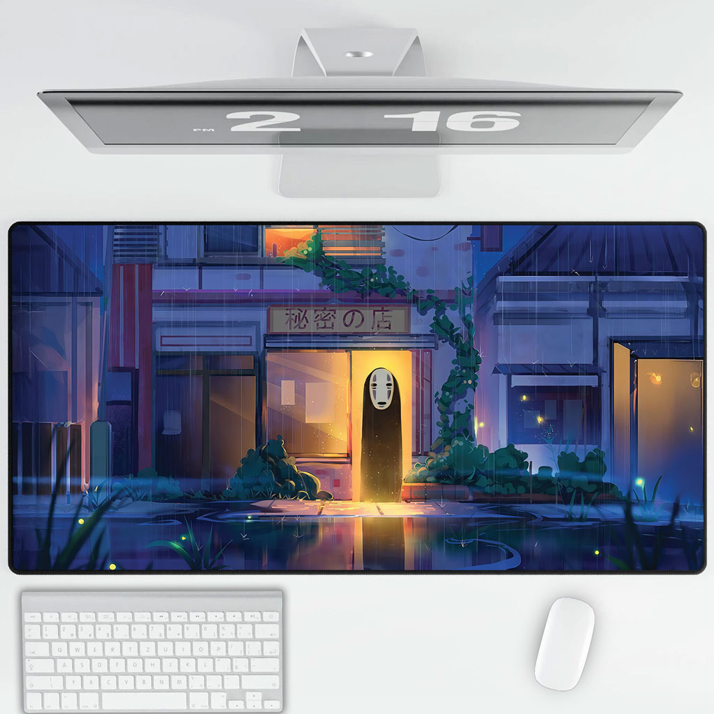Spirited Away No Face Anime Desk Mat Night Street Design 1 Spirited Away No Face Anime Desk Mat Night Street Design