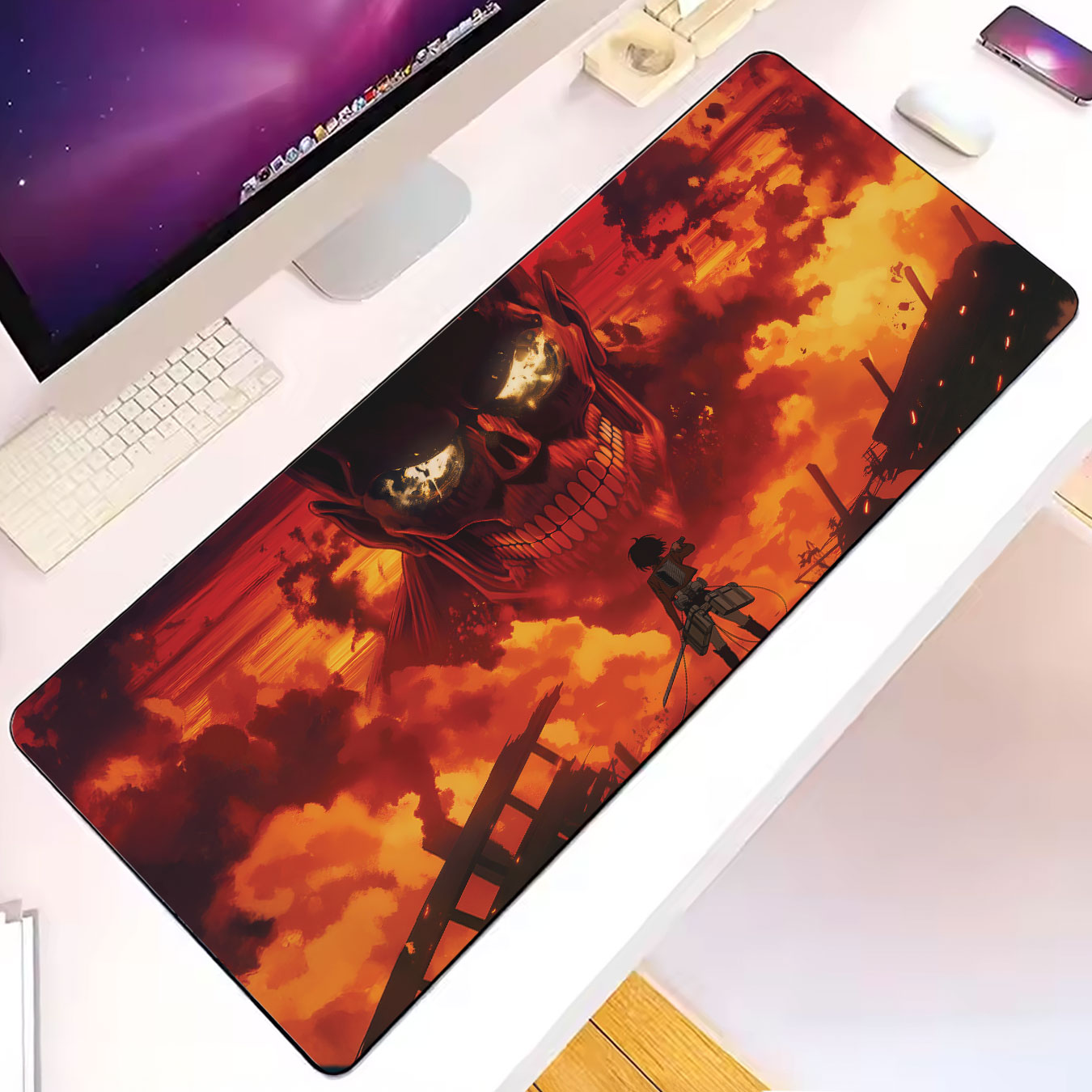 Attack on Titan Colossal Titan Mouse Pad – Fiery Anime Desk Mat 6 Attack on Titan Colossal Titan Mouse Pad – Fiery Anime Desk Mat