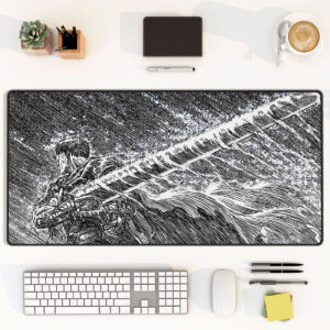 Berserk Manga Art Mouse Pad – Black & White Ink Style Desk Mat