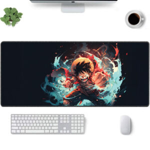 One Piece Luffy Fire Aura Battle Mode Desk Mat Mouse Pad