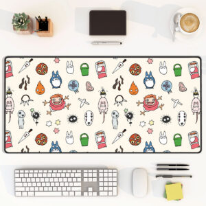 Studio Ghibli Icon Pattern Mouse Pad – Cute Minimal Desk Mat