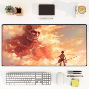 Title Attack on Titan Epic Sky Duel Mouse Pad – Eren vs Colossal Titan Desk Mat