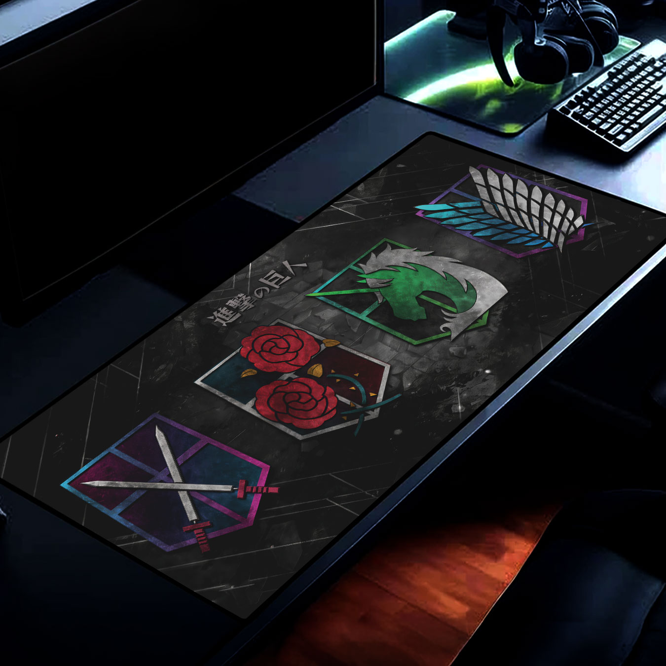 Attack on Titan Regiment Emblems XL Anime Desk Mat 1