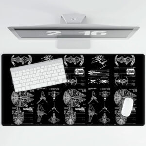 Star Wars Blueprint Starship Large Gaming Desk Mat – Sci-Fi Mouse Pad